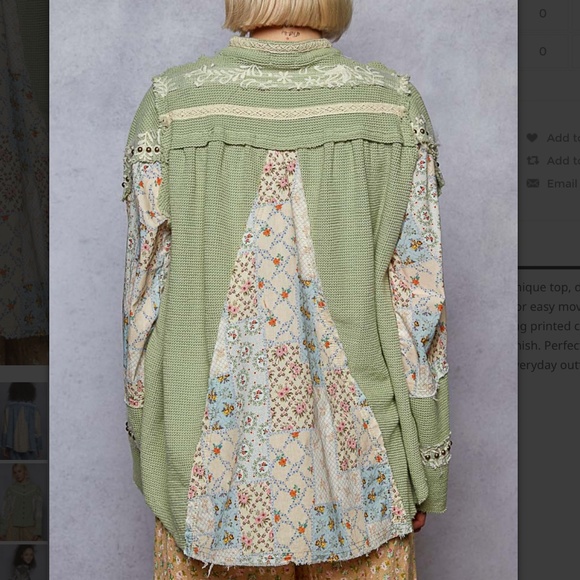 POL “ Priscilla “ POL Blended Thermal and Fabric Paneled Top with Stud Detail 84 - Picture 4 of 6